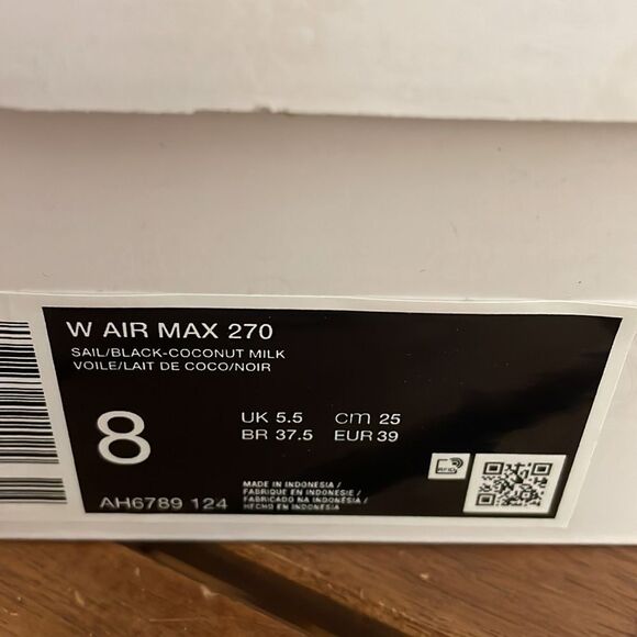Nike Air Max 270 Sail/Coconut Milk USA Women Size 8/UK 5.5/EU 39(AH6789-124) - Picture 10 of 11
